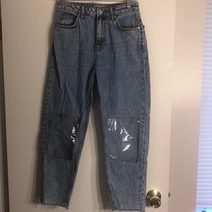 topshop clear knee mom jeans